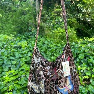 Johnny Was Brown Animal Print Shoulder Bag